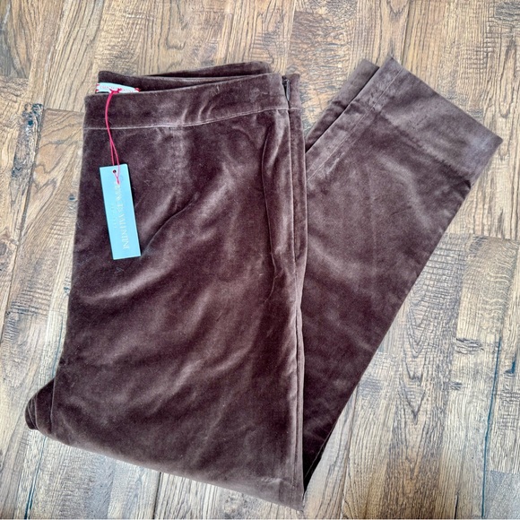 NWT Frances Valentine Lucy Stretch Velvet Cigarette Pants Chocolate Size 14 - Picture 2 of 9